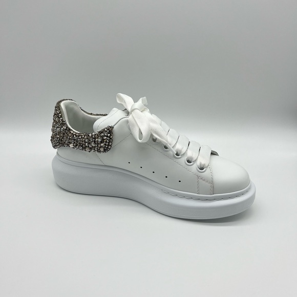 Alexander McQueen Larry Oversized Sneakers White Silver Crystals Size 37 US 7 - Picture 6 of 10